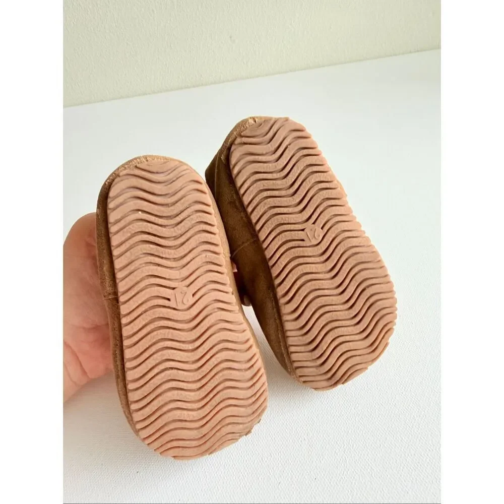 Kids Round Toe Non-Slip Soft Bottom Hook And Loop Casual Flat Shoes size 5.5